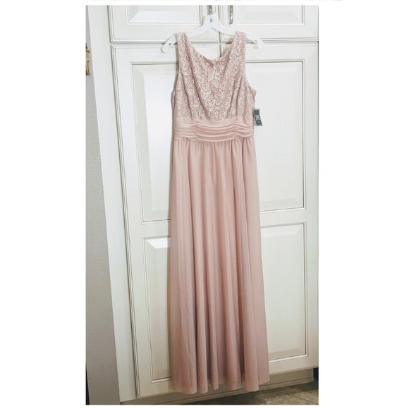 JH Evenings Floor Length Blush Pink Gown Size 12 Long Bridesmaid Prom Dress NWT - Picture 2 of 9